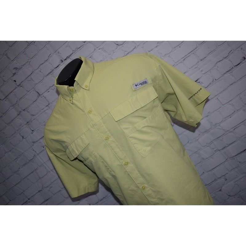 Columbia PFG Performance Fishing Gear Shirt Mens Large Polyester Yellowish Green gallery