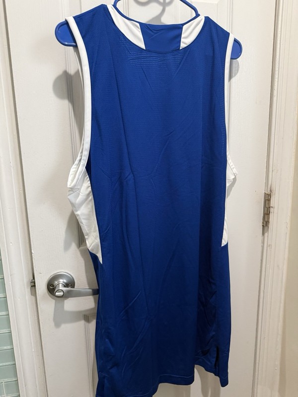 adidas Men’s Basketball Jersey Tank XL Blue/White Mesh Polyester V-Neck 7396A gallery