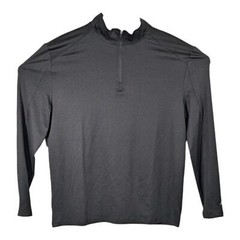 Mens Blank Black 1/4 Zip Pullover Shirt Size L Large Fitness Top