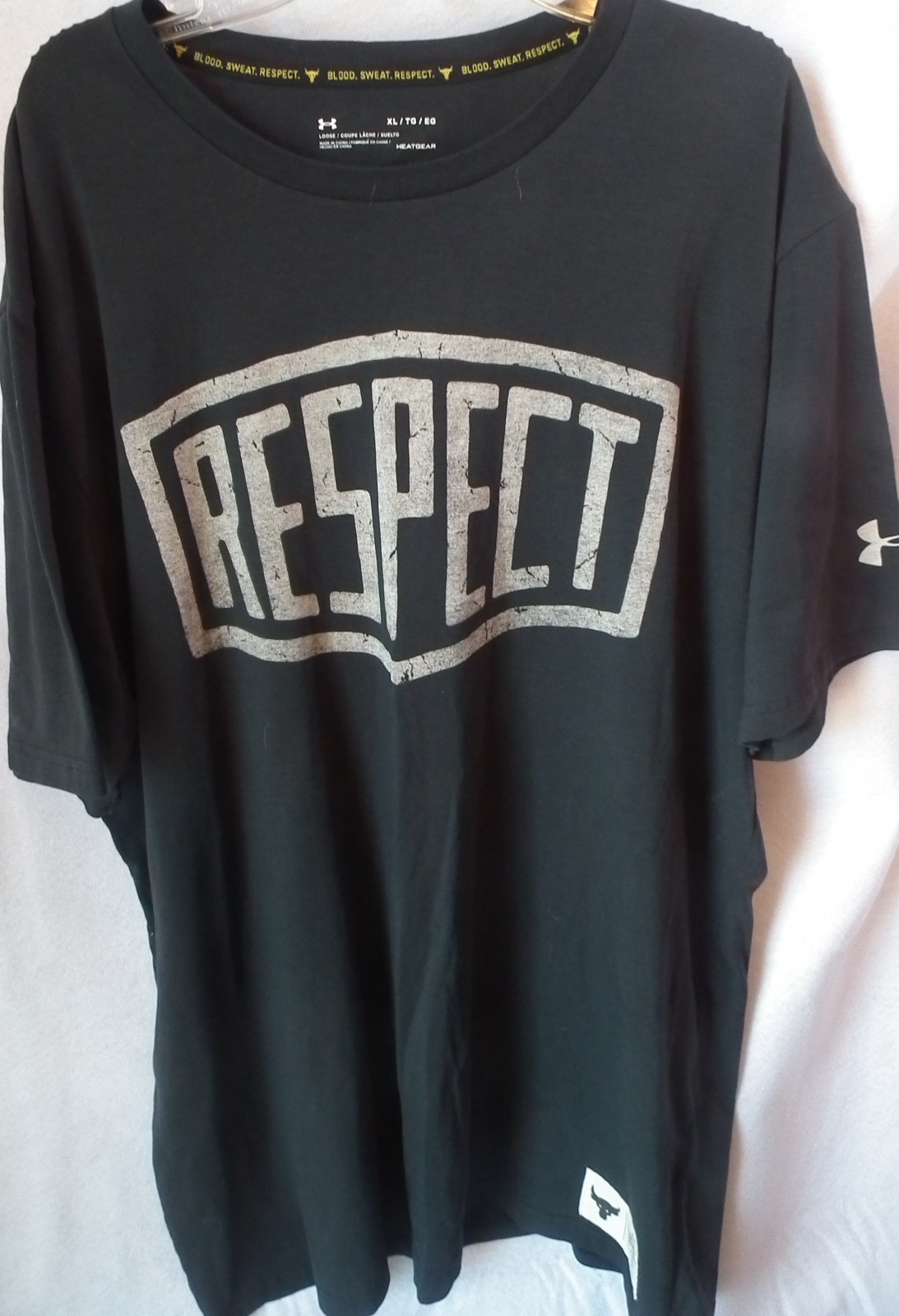 Men's Under Armour Project Rock "Respect" Graphic Loose T-Shirt Black XL School gallery