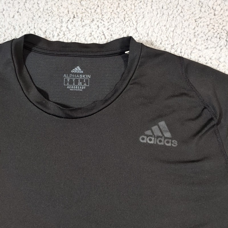 Adidas Shirt Men's XL Black Activewear Aeroready Alphaskin Long Sleeve Tee gallery