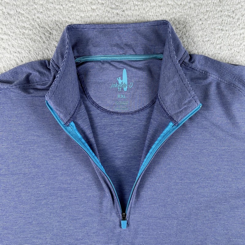 Johnnie-O Performance Pullover Mens 2XL Blue Vaughn 1/4 Zip Golf Shirt Striped gallery
