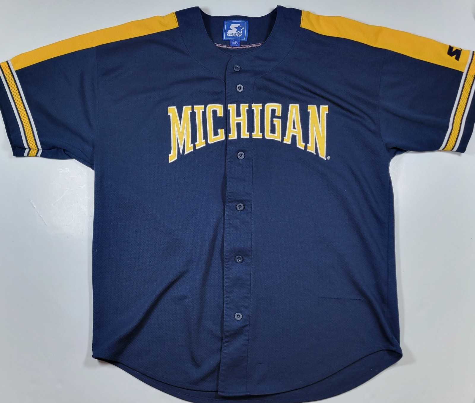 Michigan Wolverines Starter Mens 2XL Baseball Jersey NCAA Jersey ●Note gallery