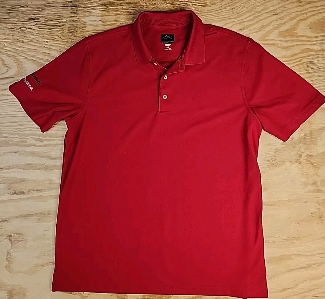 EcoVerse Universal Logo Red Greg Norman Golf Polo Shirt Mens Large Lightweight gallery