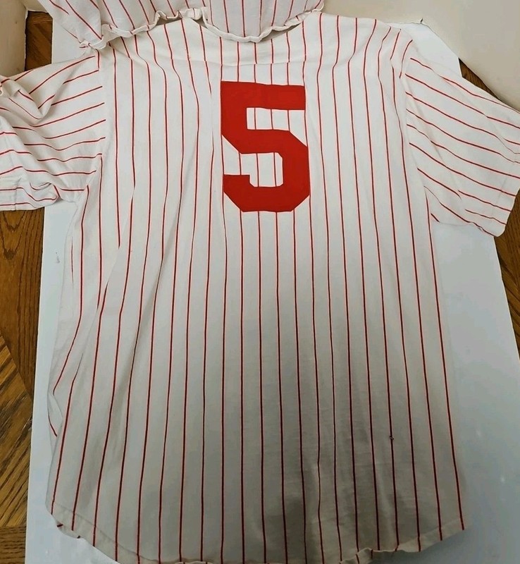 2 TGI Fridays Pinstripe Baseball Button Jersey Mens Large 100% Cotton USA gallery