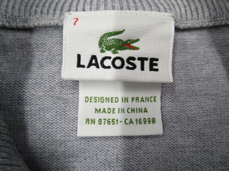 Lacoste Sweater Mens 7 Gray 1/4 Zip Knit Long Sleeve Pullover Crocodile READ* gallery
