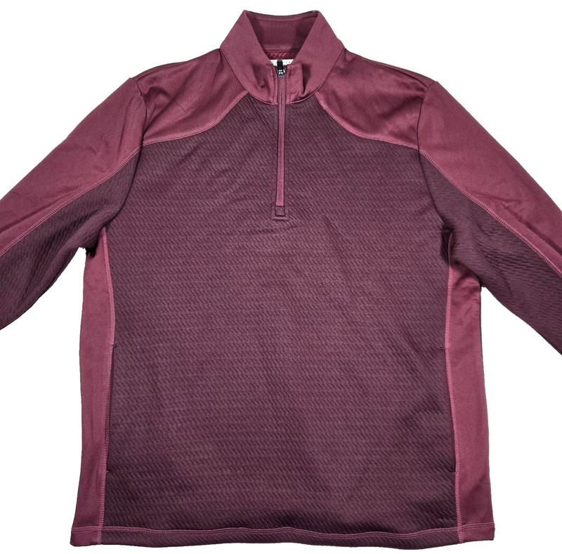 PGA Tour Men's Large Golf Thermal Stretch Burgundy 1/4 Zip Pullover Jacket New gallery