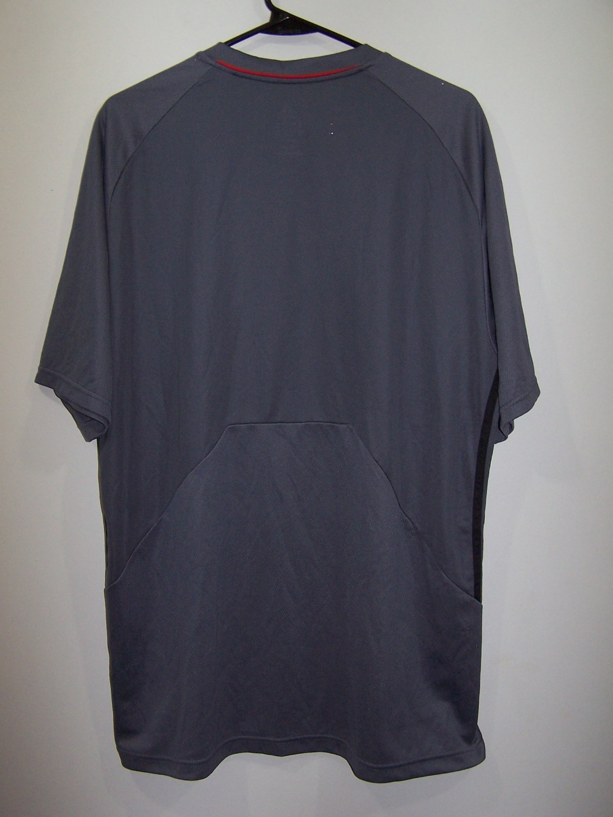 Adidas Charcoal & Black, Red Logo Mesh Short Sleeve Activewear Shirt - Men's XL gallery