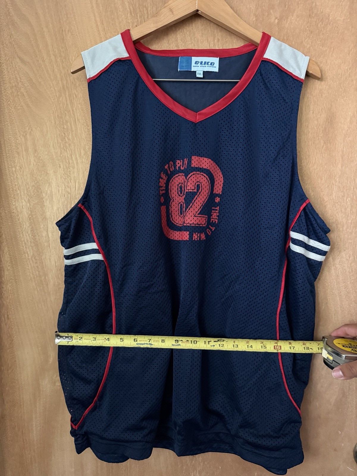 O'LICO Men's XXL Mesh V-Neck Sleeveless Basketball Jersey Tank Blue/Red gallery