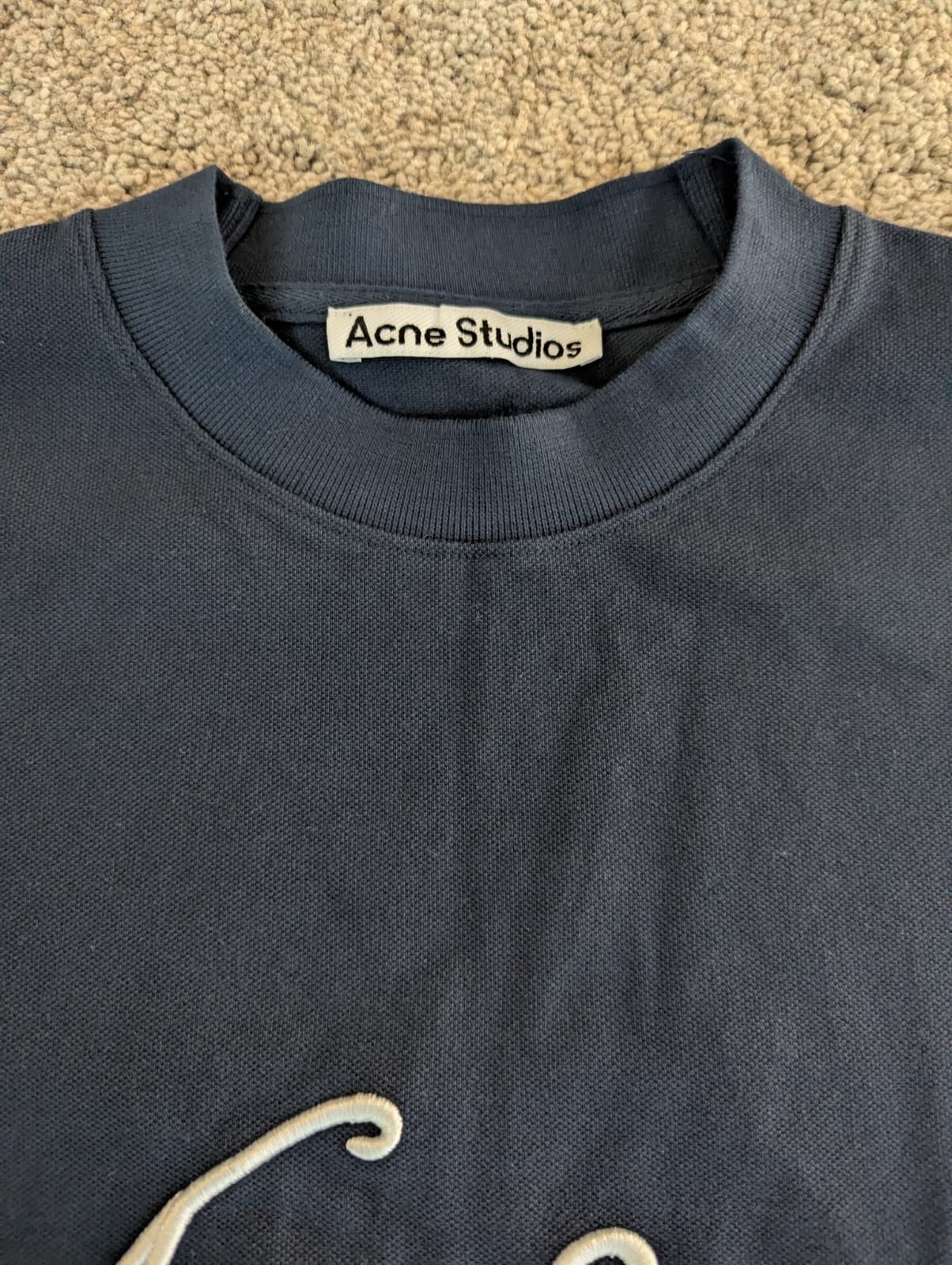 Acne Studios Script Logo Tee Faded Black Embroidery Unisex Oversized Size [X] gallery