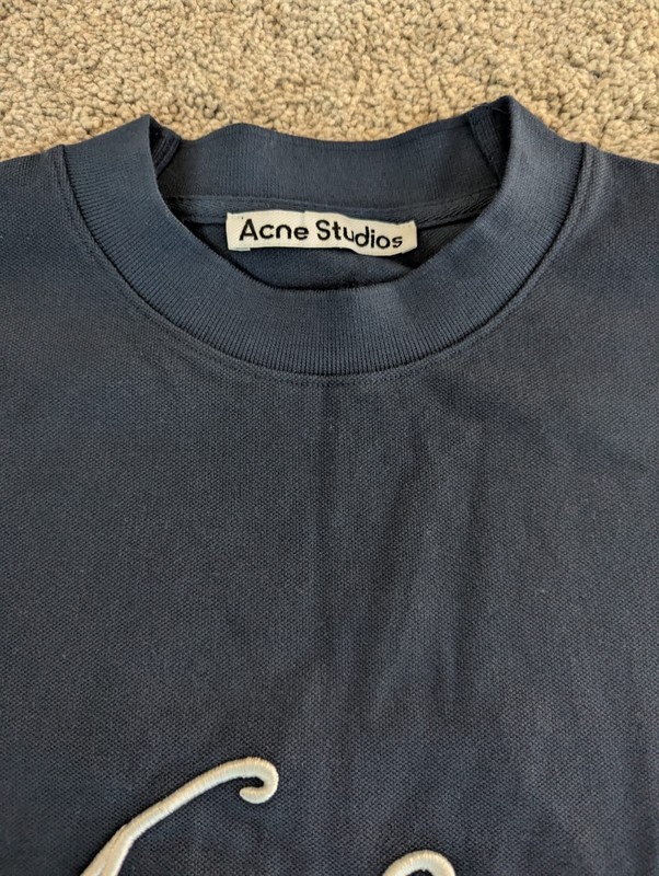 Acne Studios Script Logo Tee Faded Black Embroidery Unisex Oversized Size [X] gallery