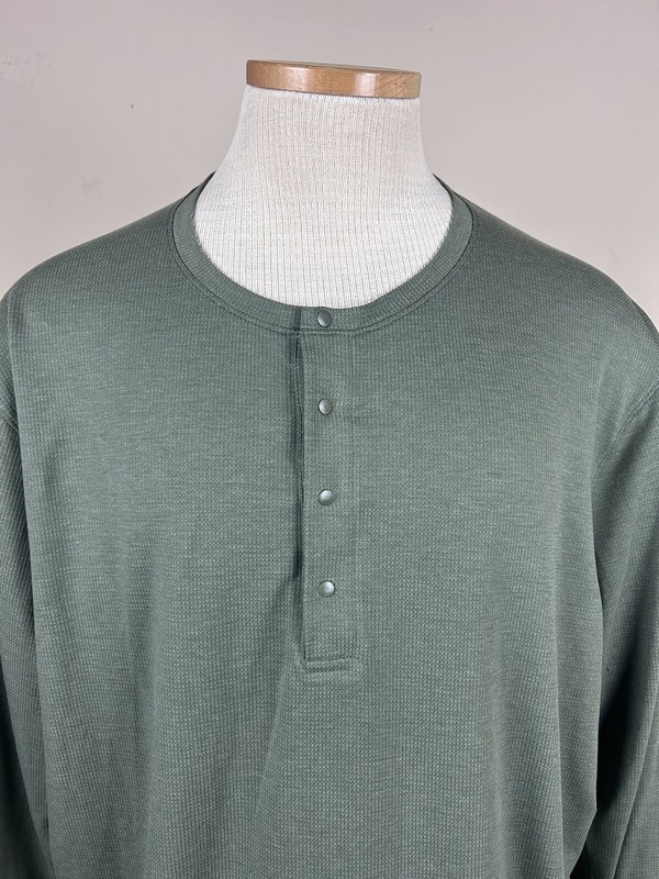 LULULEMON Green Thermal Waffle Long Sleeve Henley Shirt SEE MEASUREMENTS gallery