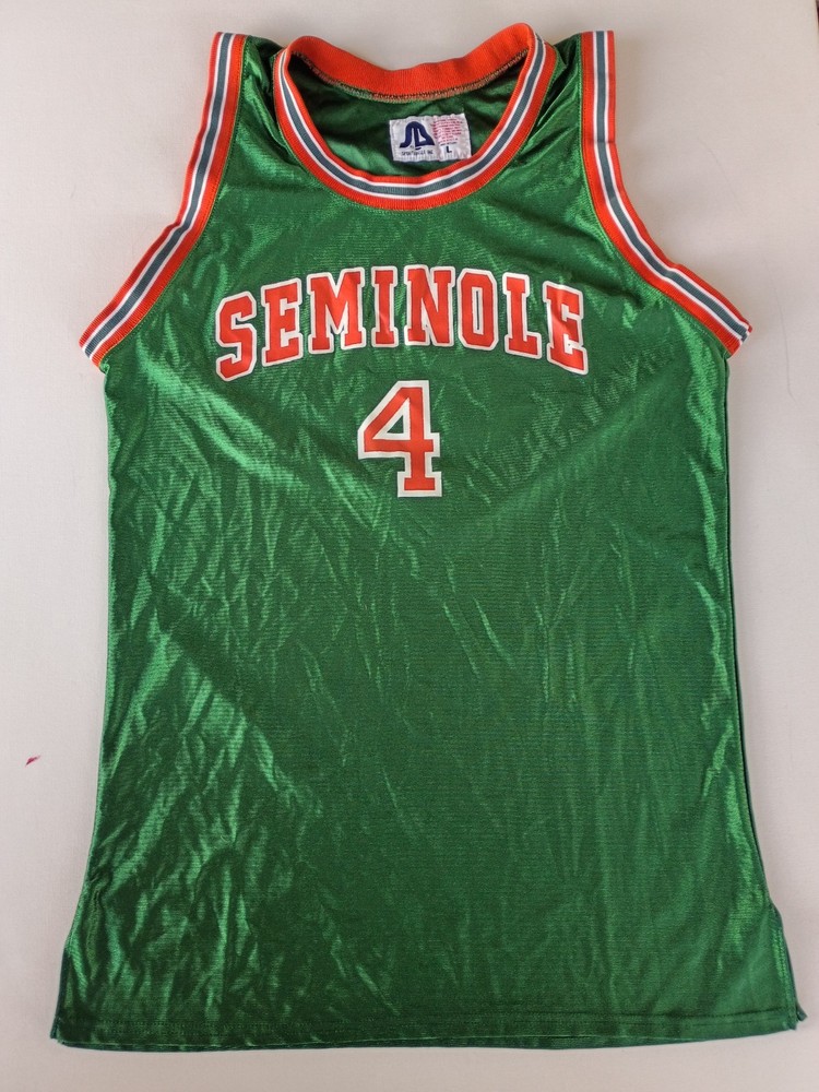 SPORTS BELLE INC VINTAGE 80s SEMINOLE FLORIDA NYLON BASKETBALL JERSEY SIZE L