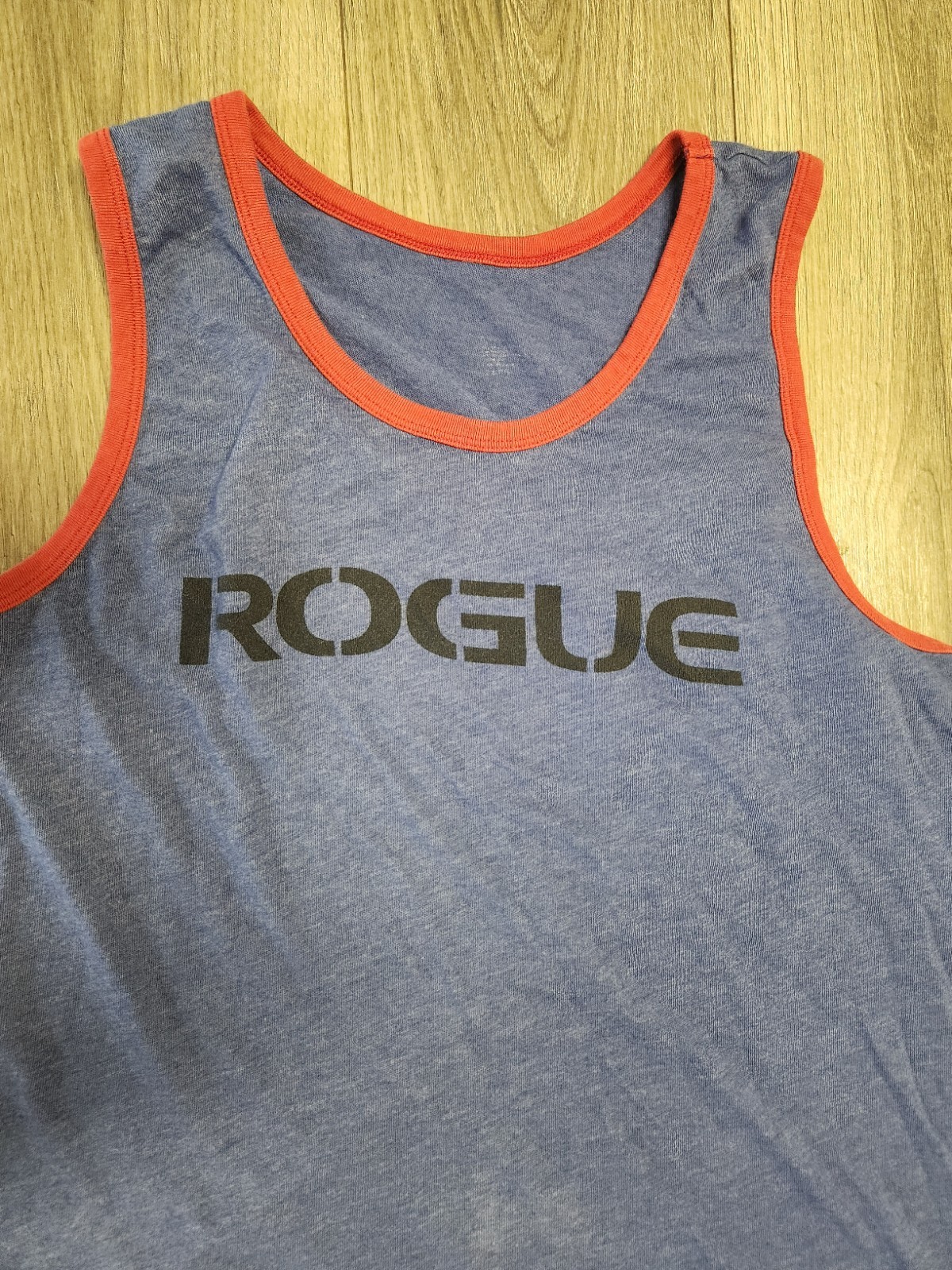 Rogue Men's Tank Top M Blue/Orange Logo Contrasting Trim Sleeveless Gym gallery