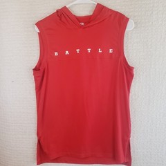 BATTLE SPORTS 7v7 Football Sleeveless Hoodie Shirt Mens Red Small
