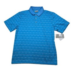 PGA TOUR Golf Polo Shirt Mens Large Blue Geometric Print Short Sleeve NEW