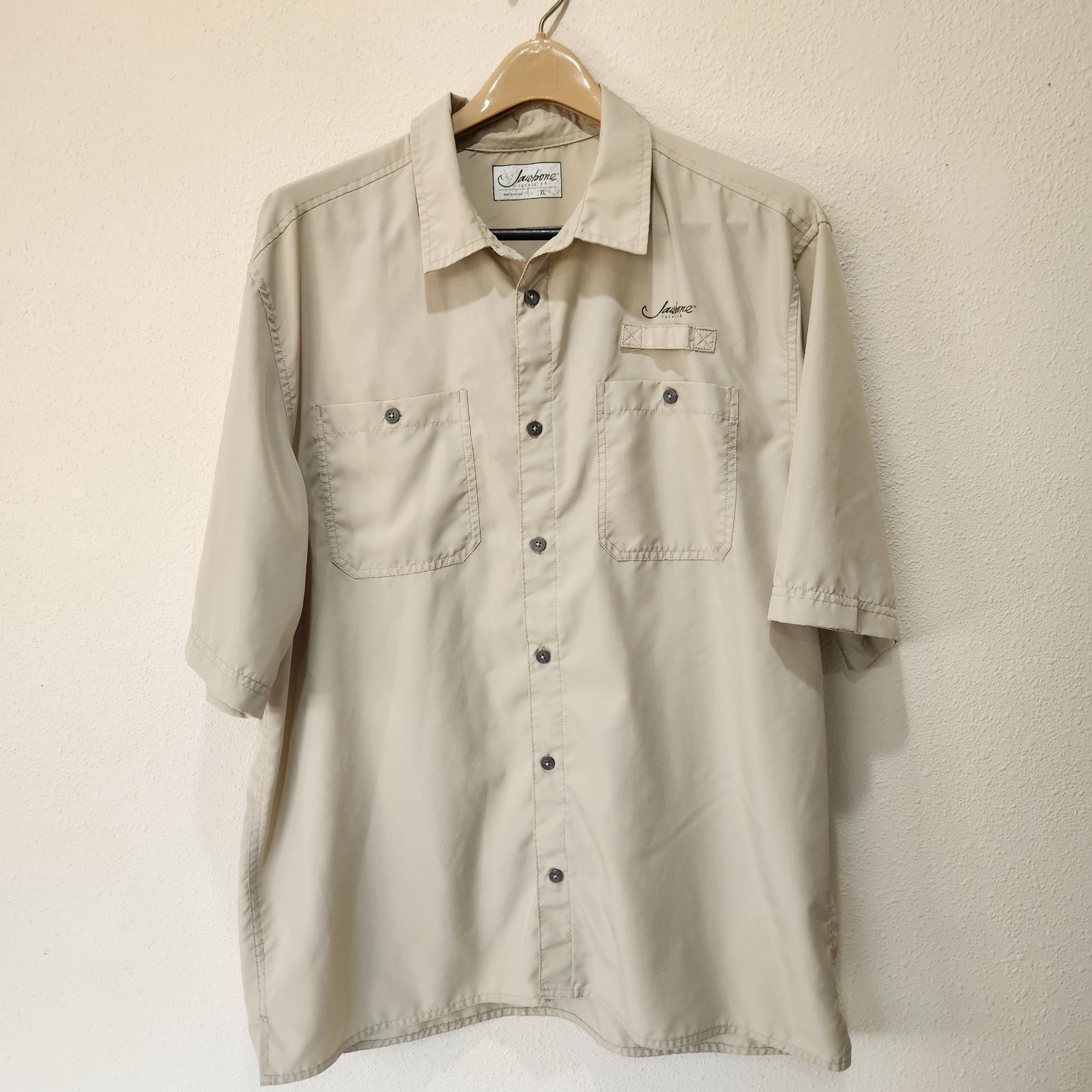Jawbone Tackle Co Men’s XL Beige Fishing Shirt Button Front Short Sleeve Outdoor gallery