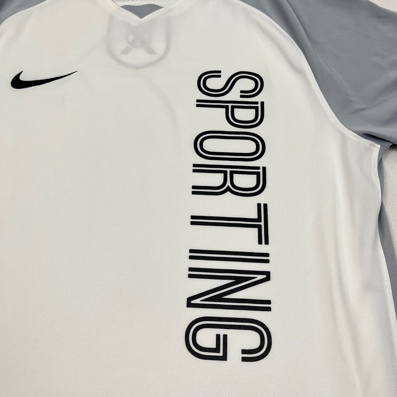 Nike Shirt Mens L White Gray Sporting Soccer Trophy III Jersey Training V-Neck gallery
