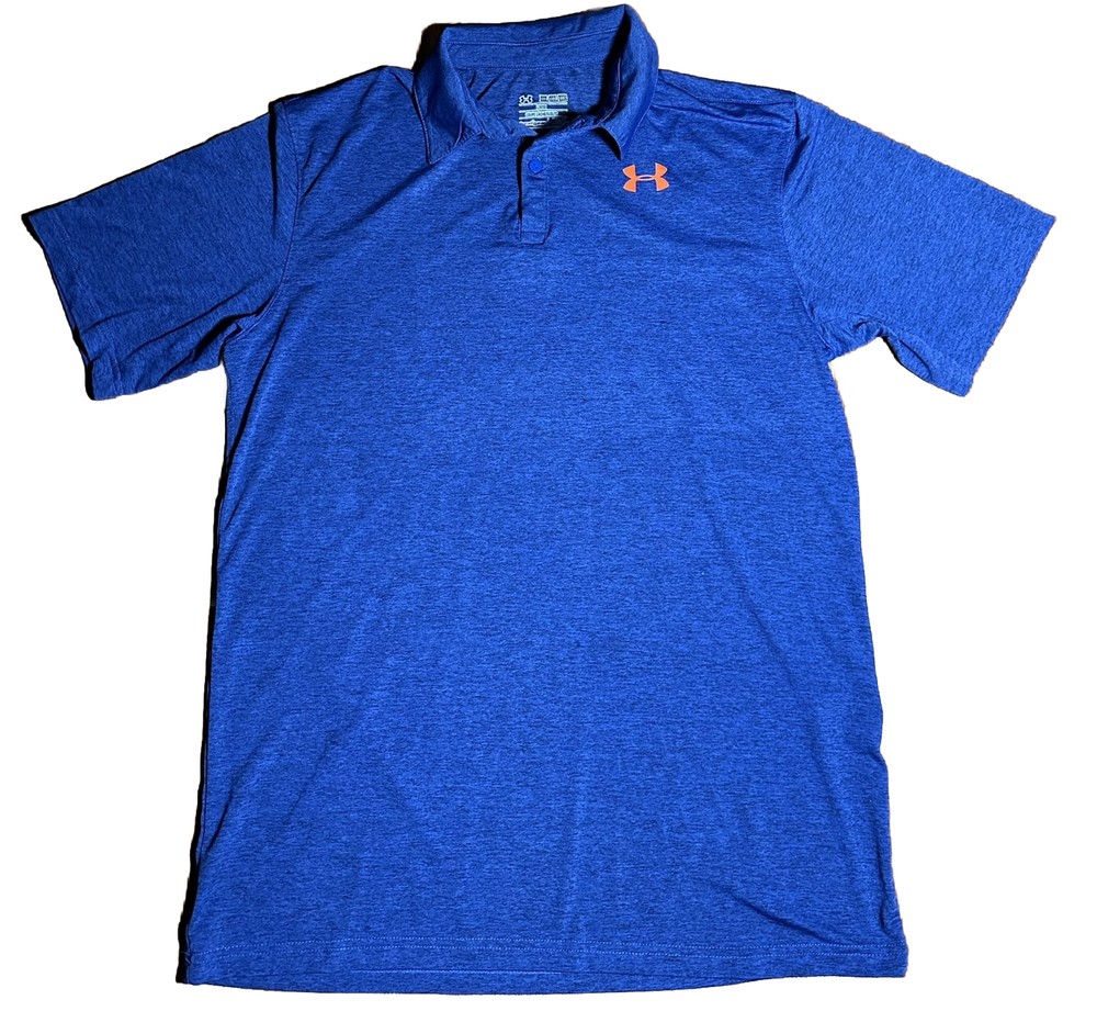 Under Armour Golf Shirt Solid Blue Poly Spandex Loose HeatGear Mens 3XL
