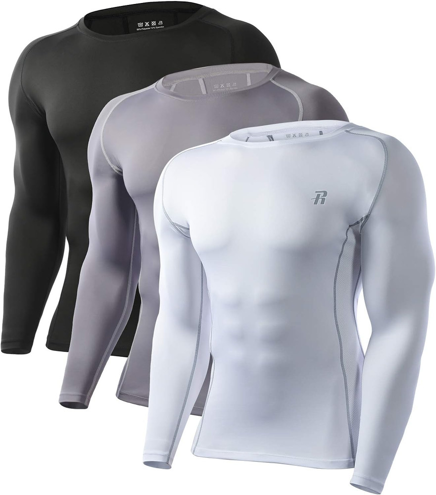 Runhit Compression Shirts for Men Long Sleeve Cool Dry Athletic Workout Tee Shir