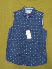 XIOS NEW YORK Men’s Sleeveless Casual Shirt Black Iris XL Tapered Fit NWT