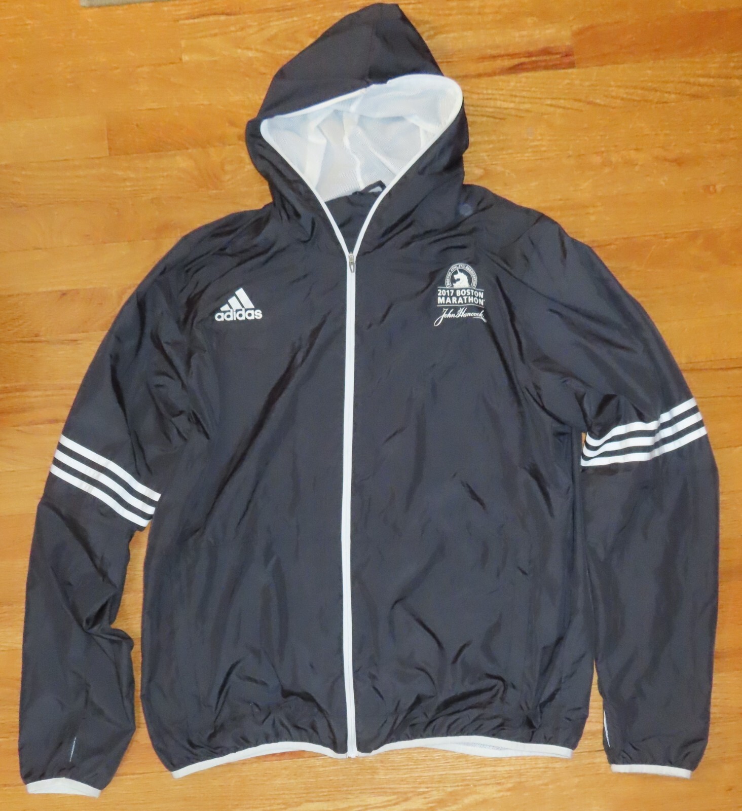 April 2017 Adidas 121st B.A.A. BOSTON MARATHON (XL) Running Hooded Jacket BLACK gallery