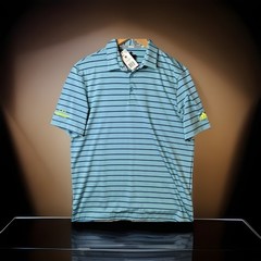 Polo Adidas Mens Shirt Ultimate 365 Tour Blue Striped Medium