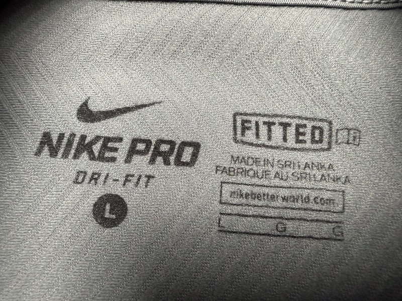 Nike Pro Dri-FIT Shirt Mens Large Gray Long Sleeve Fitted Training Chevron Top gallery