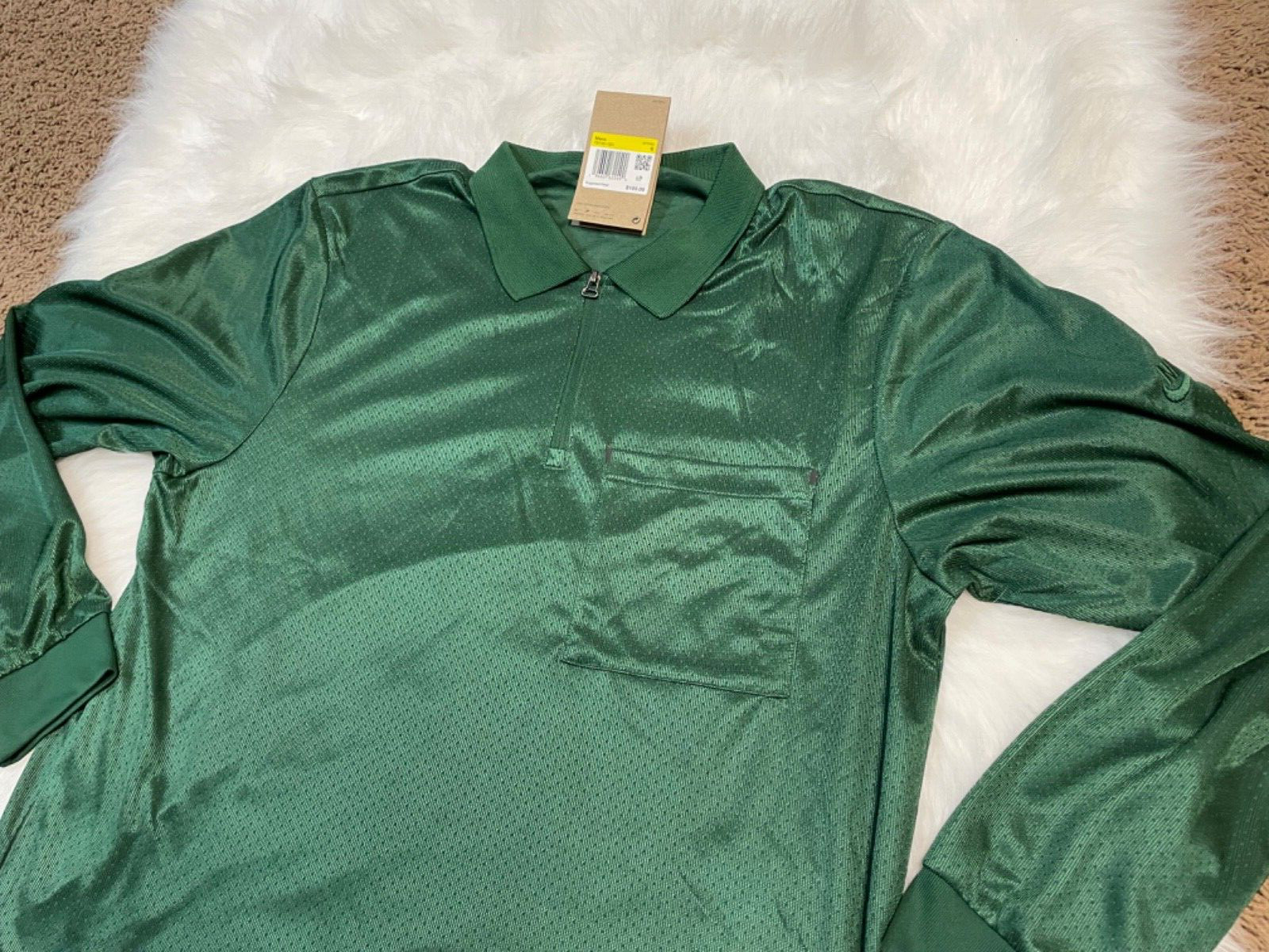 Nike Tech Pack Dri-Fit 1/2 Zip Long Sleeve Size Small Green Top FB7381-323 gallery