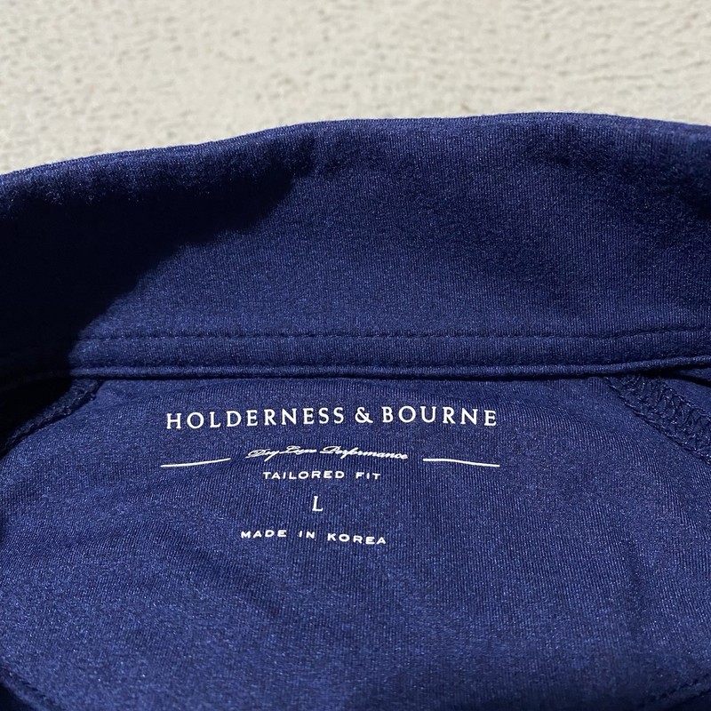 Holderness & Bourne Pullover Mens Large Blue Dry Luxe Performance Tailored Fit gallery