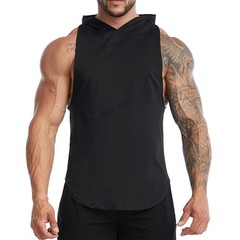 Men Hooded Tank Vest Fitness Running Gym Sport Sleeveless T Shirt Tops Hoodies