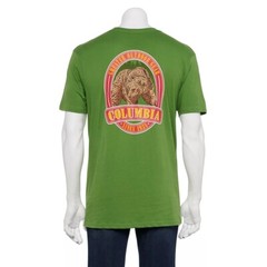 Columbia Graphic Back T-Shirt Mens Brown Bear Green Short Sleeve 100% Cotton Tee