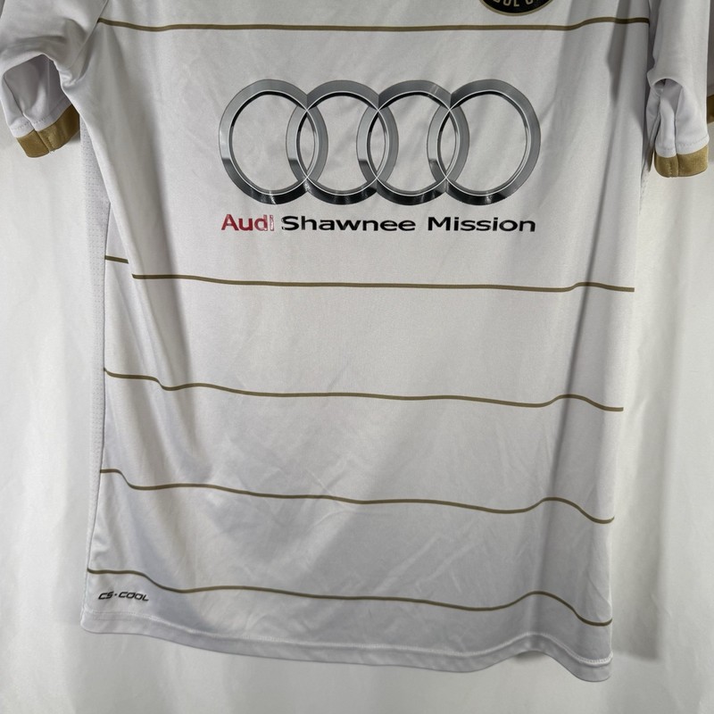 Audi Capelli Sport Jersey Men's Medium White Striped Short Sleeve Crew Neck gallery