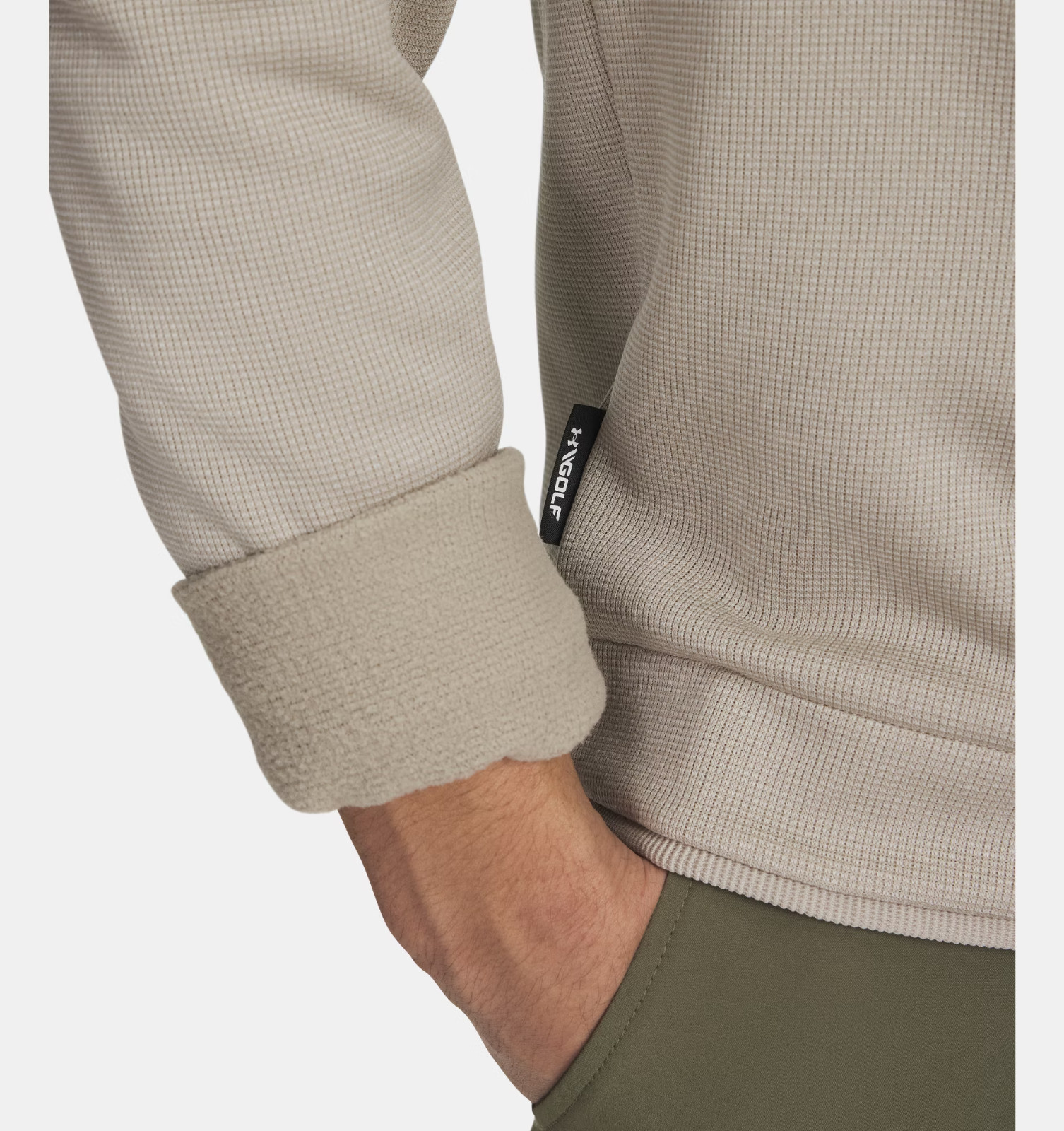UNDER ARMOUR men's $75 Men's UA Drive Storm SweaterFleece ½ Zip beige size L #78 gallery