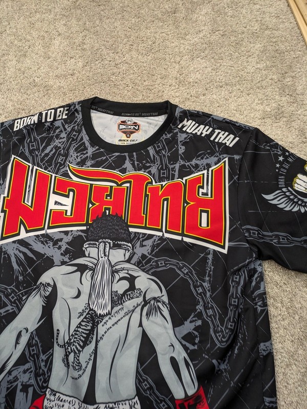 Born Shirt Mens XL Black Muay Thai Quick Dry Martial Arts Graphic Jersey Top gallery