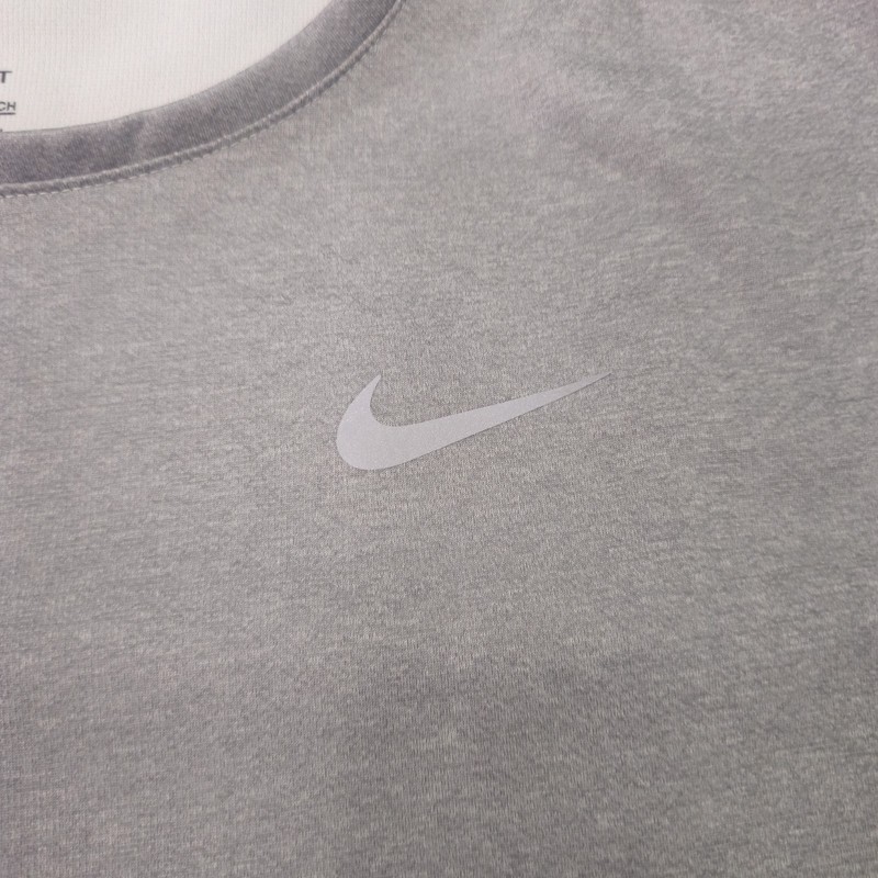 Nike Dri-FIT Men's Gray Solid Logo Crew Neck Short Sleeve T-Shirt Size S gallery