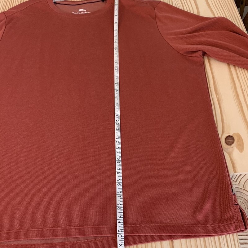 Tommy Bahama XL Knit Long Sleeve Collarless Shirt Brown gallery