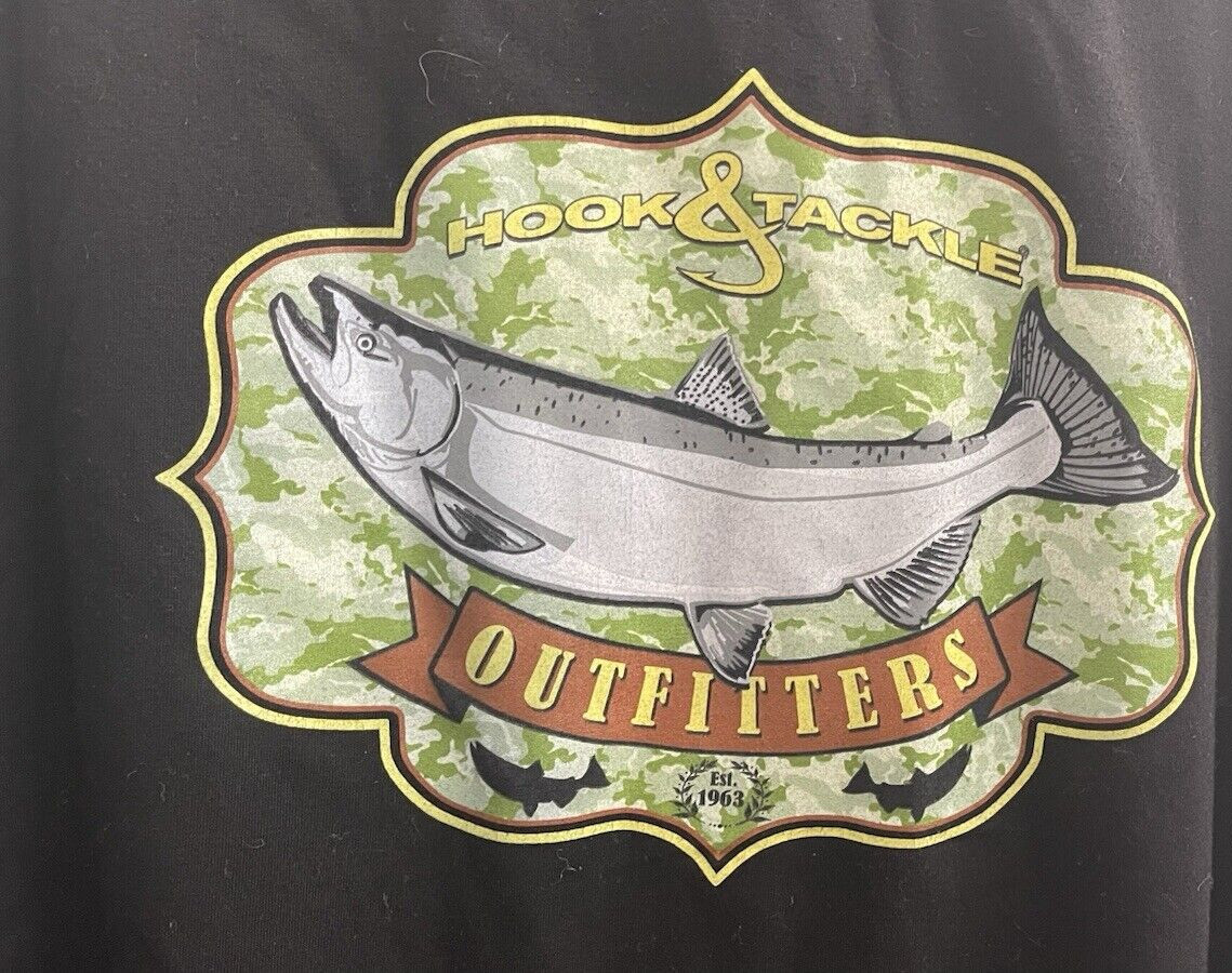 Hook & Tackle Fishing Shirt Men's XL Sun Protection Long Sleeve Black Exc Con gallery