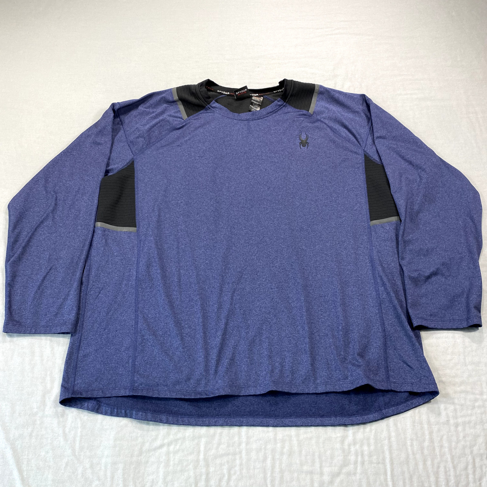 Spyder Active Shirt Mens XXL Blue Long Sleeve Moisture Wicking Stretch ProWeb gallery