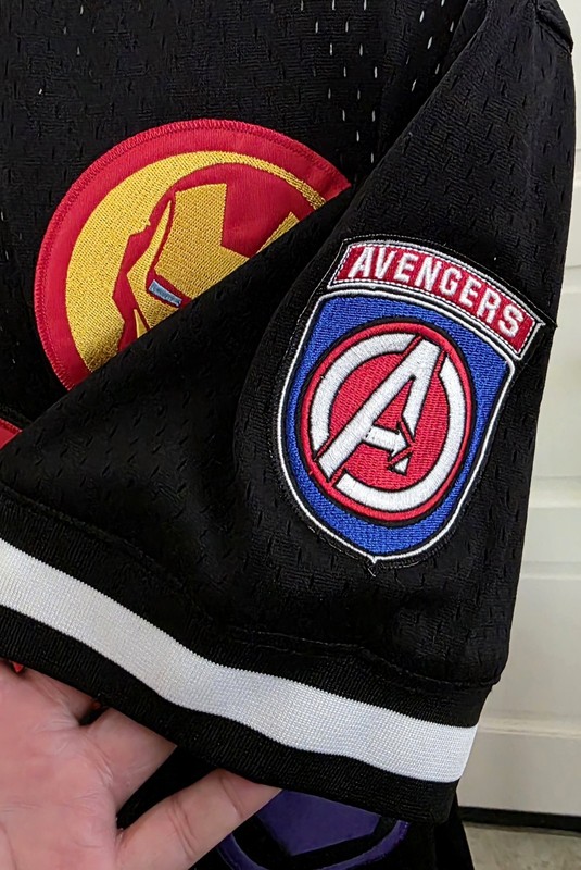 Marvel Avengers Jersey Adult XL Black Mesh V-Neck Lids Exclusive Superheros Rare gallery