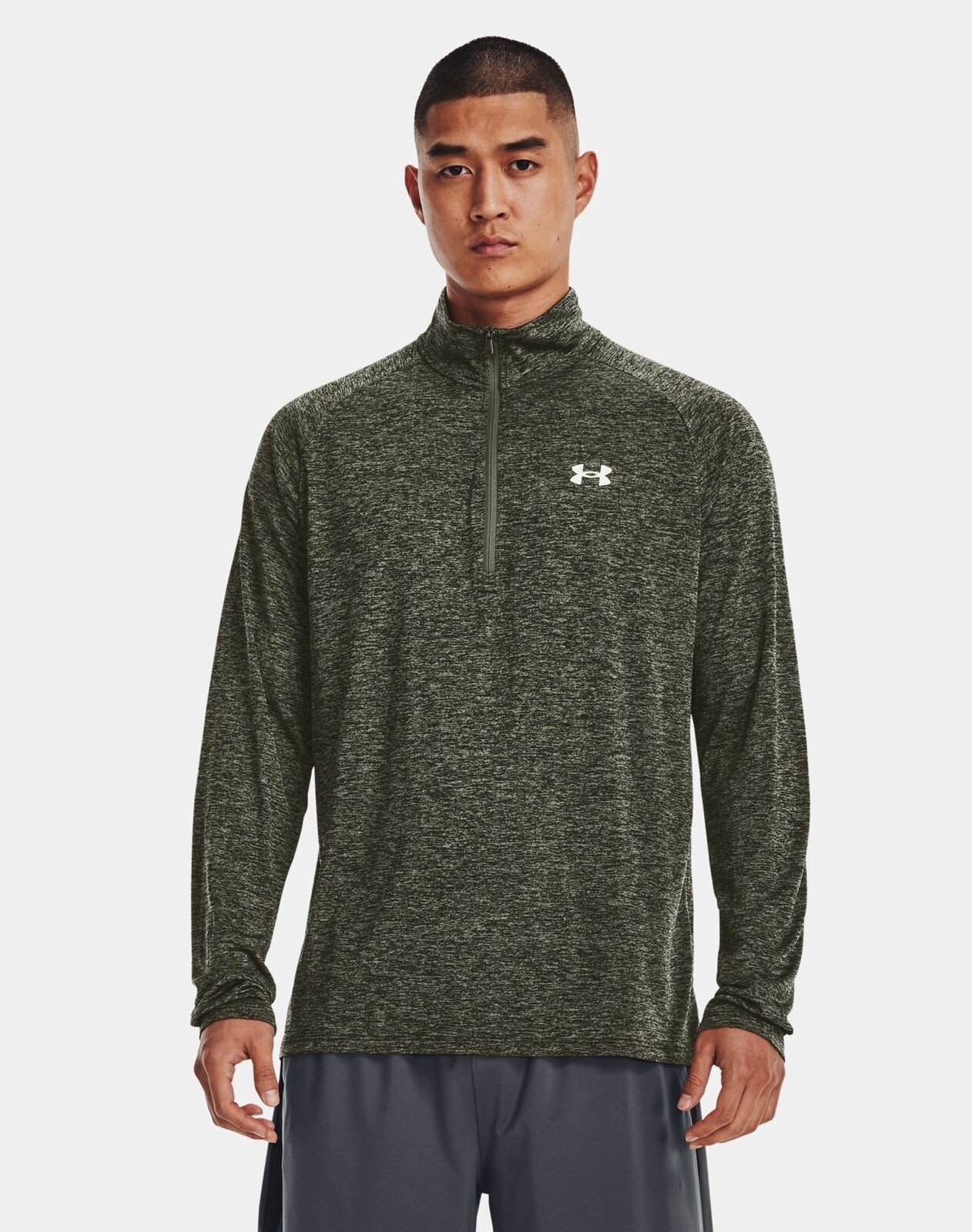 Men's UA Tech ½ Zip Long Sleeve Marine OD Green/black/white Under Armour Shirt L gallery