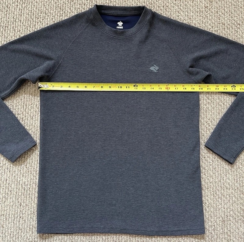 Rabbit Running EZ Pullover Crewneck Men’s S Lightweight Logo Gray Waffle Thermal gallery