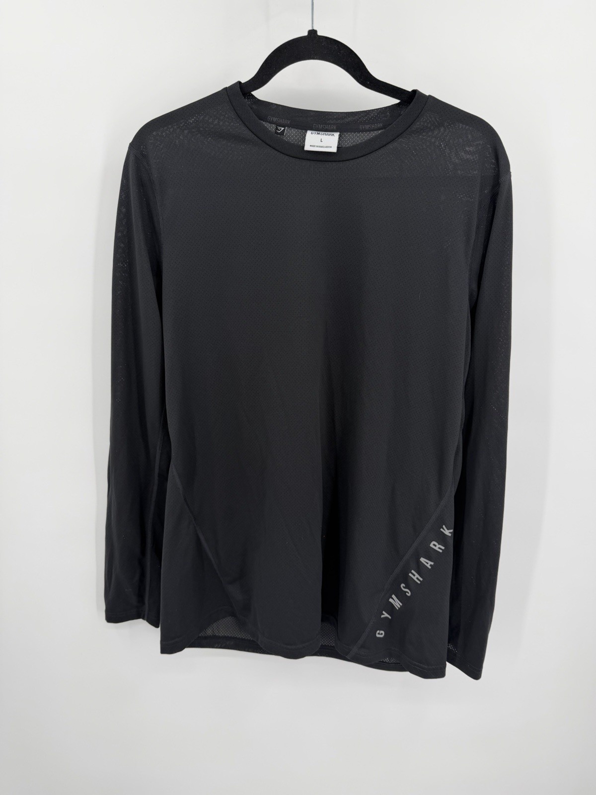 Gymshark Long Sleeve Compression Shirt Mens L BLack Vented Workout Running EUC gallery