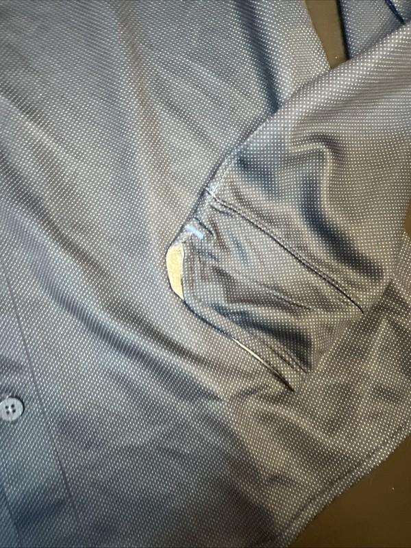 Twillory Shirt Med Navy/ Royal Microdot Polo Polyester Athleisure LS gallery