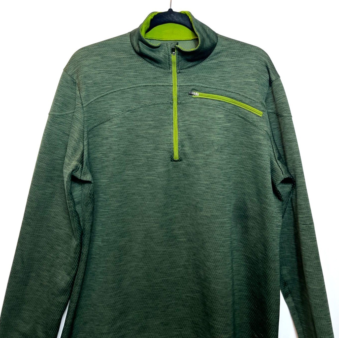 REI Green Half-Zip Pullover Stand-Up Collar Chest Pocket Large Polyester Blend gallery