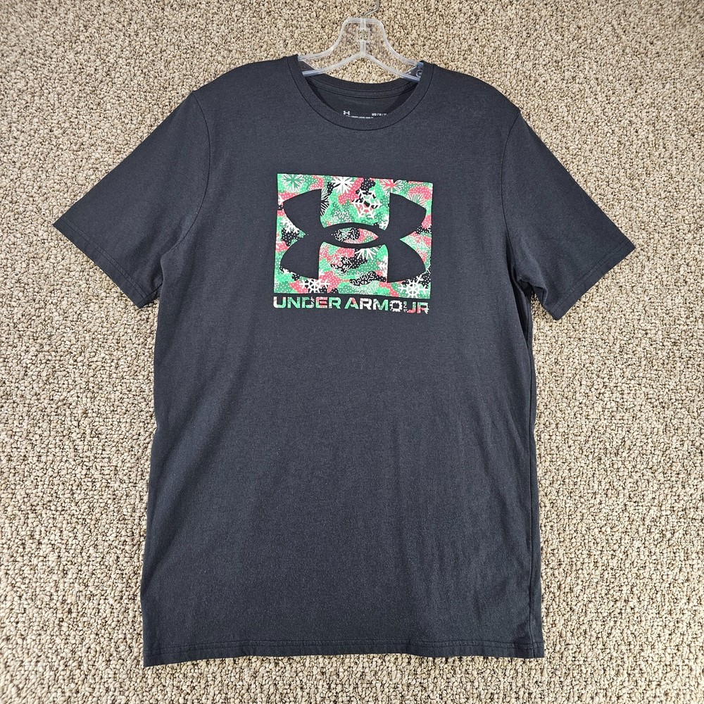 Under Armour T Shirt Mens Medium Short Sleeve Heat Gear Christmas Theme