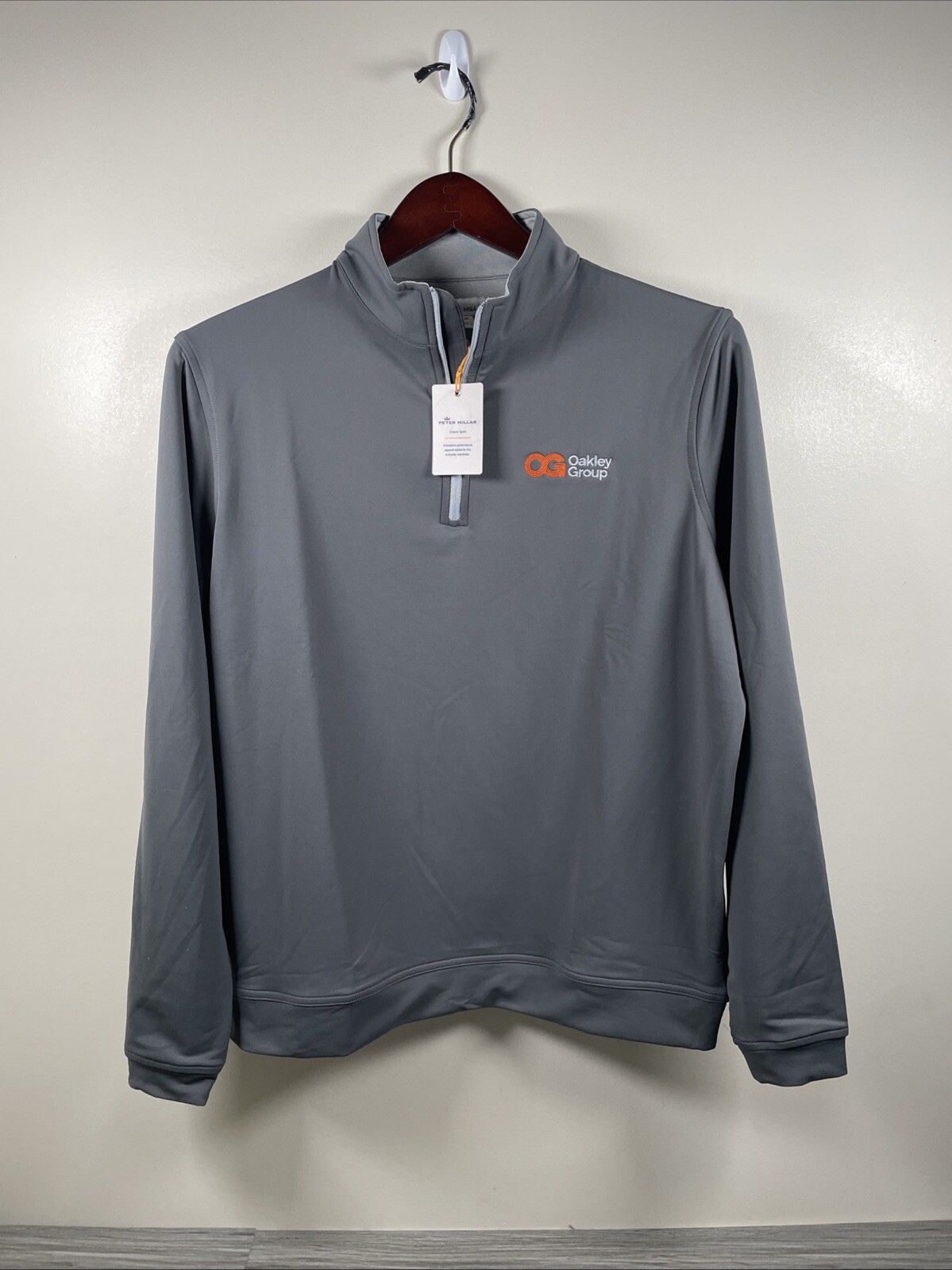 Peter Millar Crown Sport Perth Loop Iron Grey Quarter Zip Pullover Mens M NEW gallery