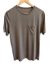 Vuori Linear Tech Tee Brown Stripe Mens Small Short Sleeve Pocket V196