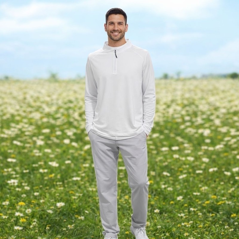 White Quarter Zip Performance Long Sleeve Shirt 2XL Athleisure Training Minimal gallery