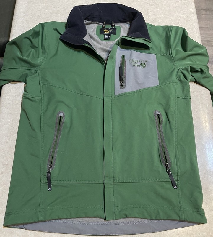 Mountain Hardwear Jacket Mens Medium Green Softshell Lined Full Zip Hiking Gore gallery